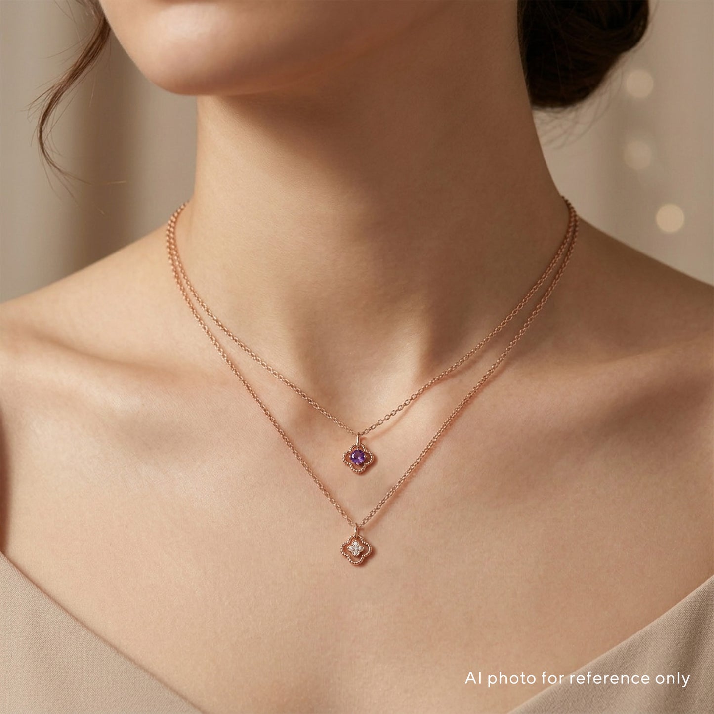 Amethyst Clover Two Way Necklace