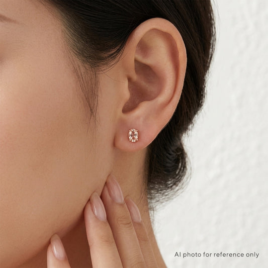 Dainty Oval Peach Morganite Earrings