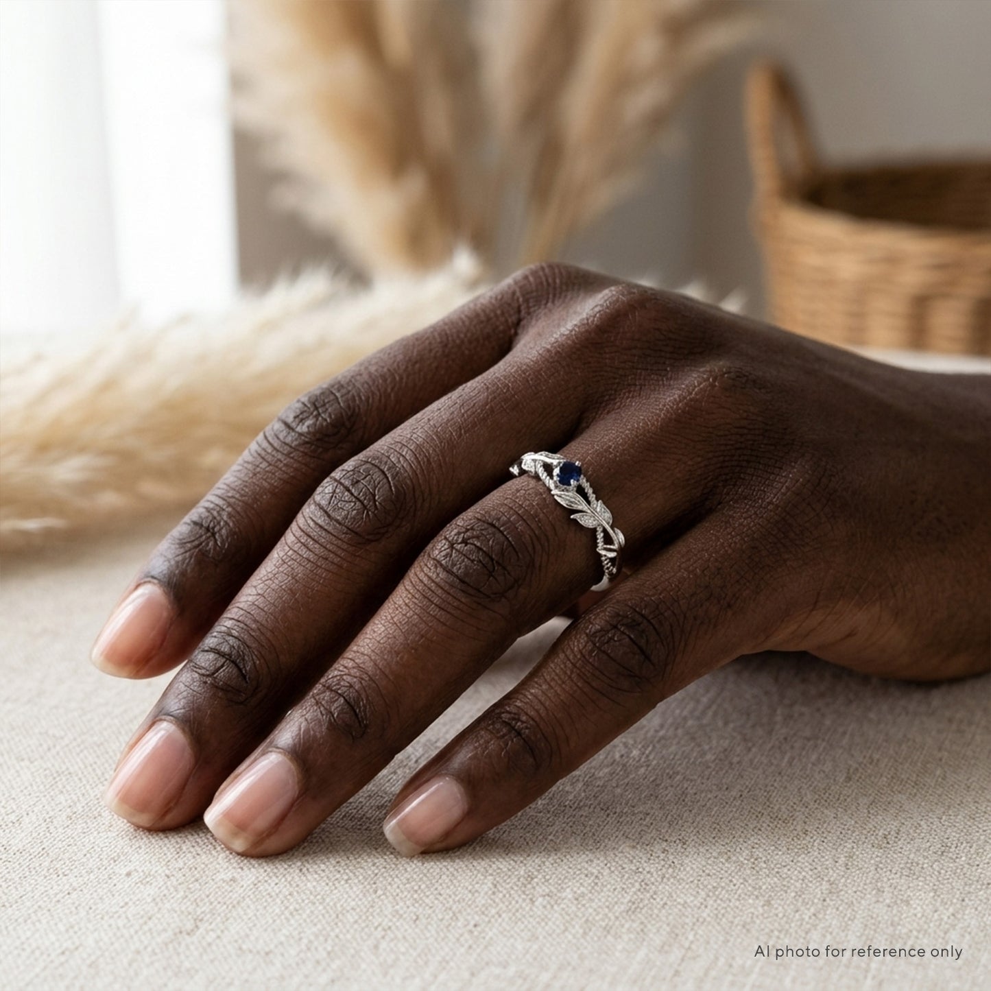 Sapphire Leaf Ring Band