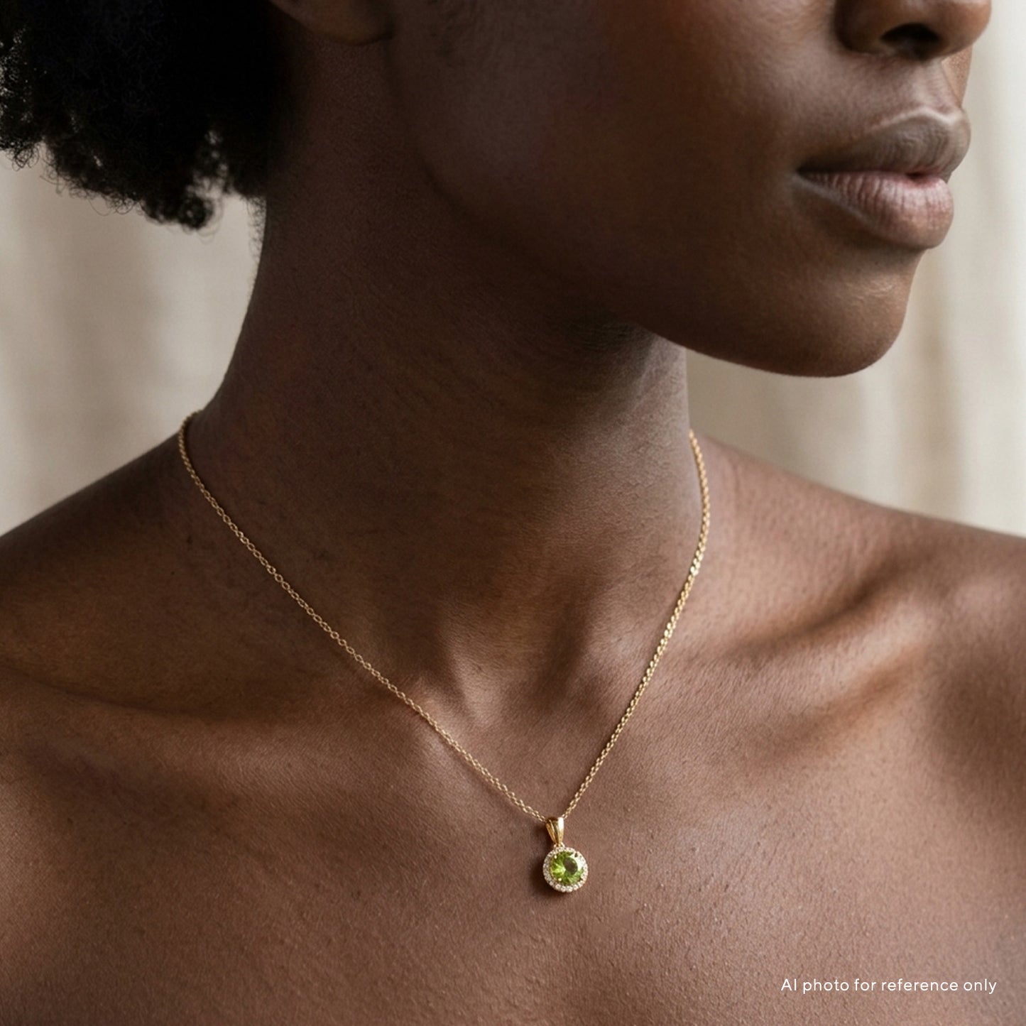 Peridot Halo Diamond Pendant