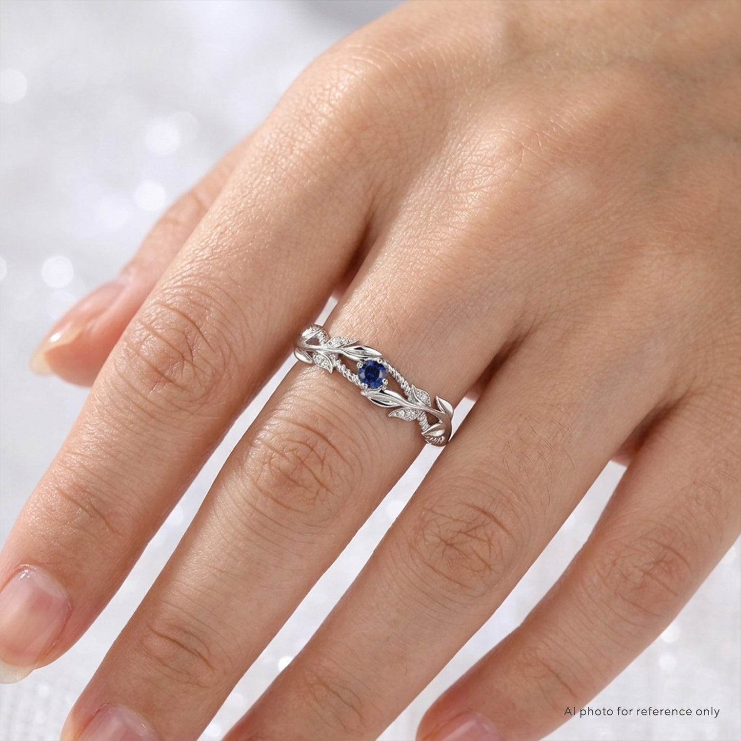 Sapphire Leaf Ring Band