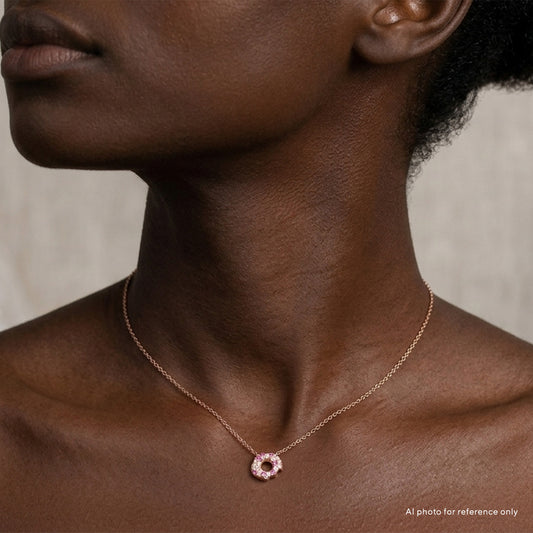Lab Pink Sapphire Donut Necklace