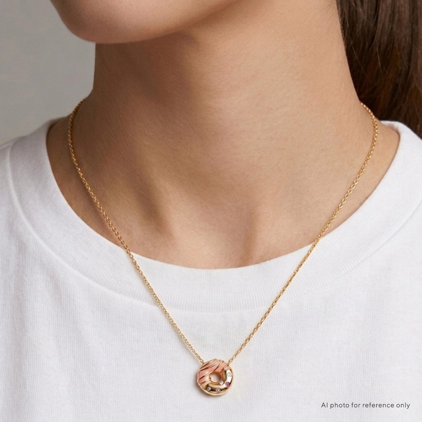 Pink Sapphire Shell Donut Necklace