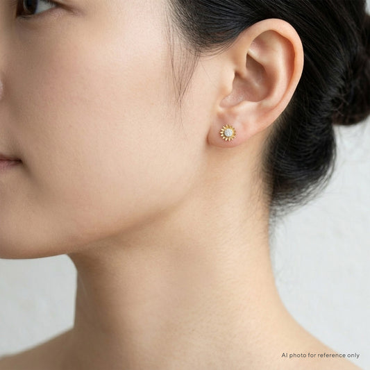 Sunflower Minimalist Diamonds Earrings Studs