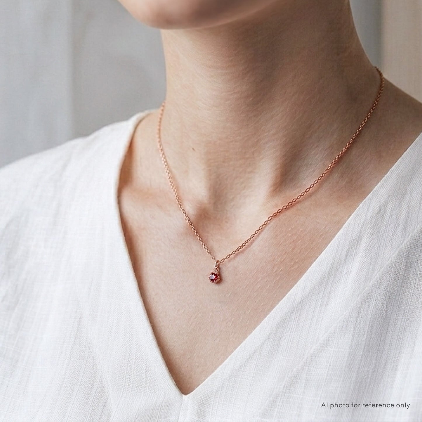 Silver Ruby Hexagon Necklace (Instock)