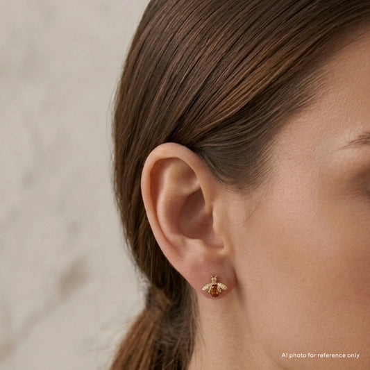 Orange Bee Citrine Earrings (Instock)