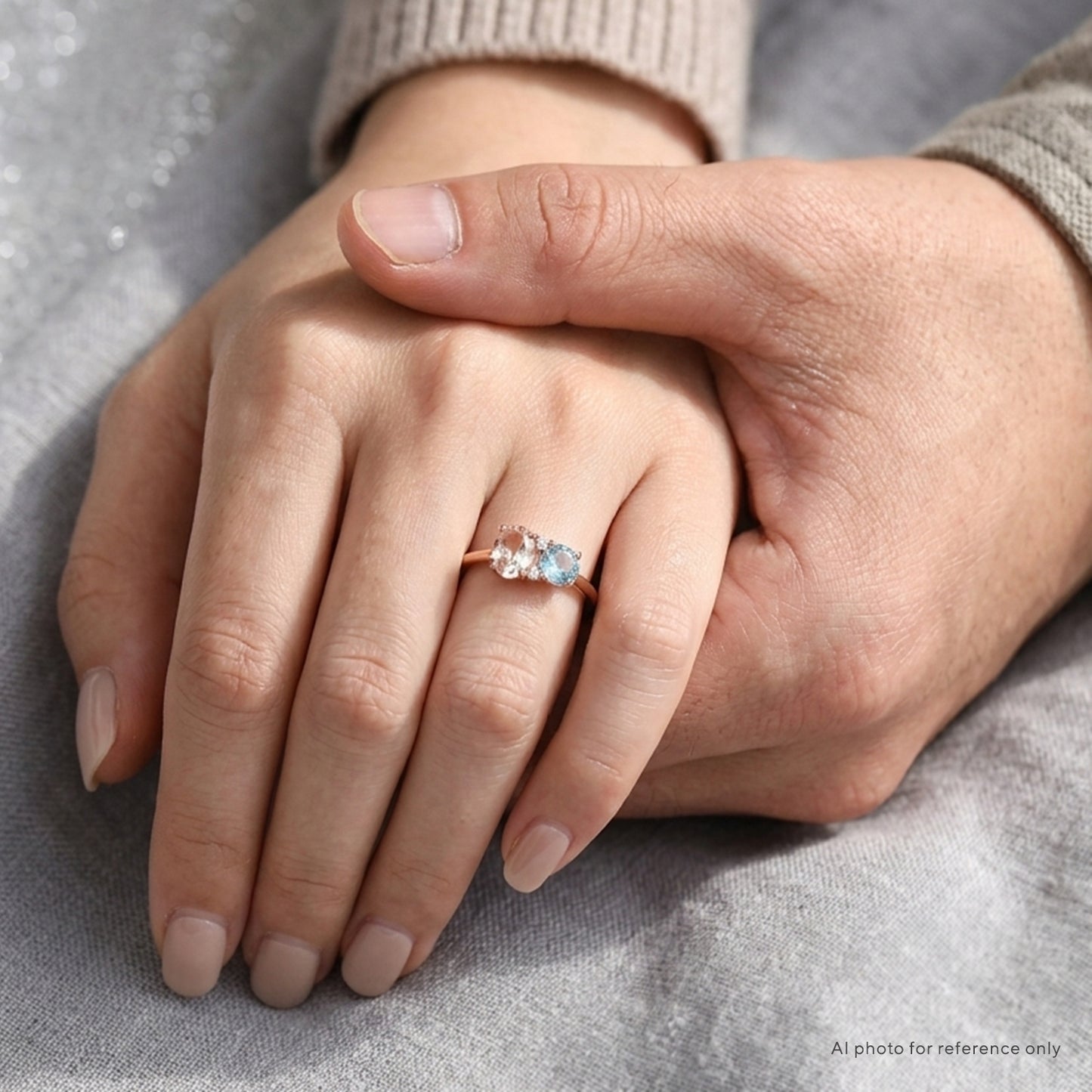 Blue Topaz Morganite Custome Ring