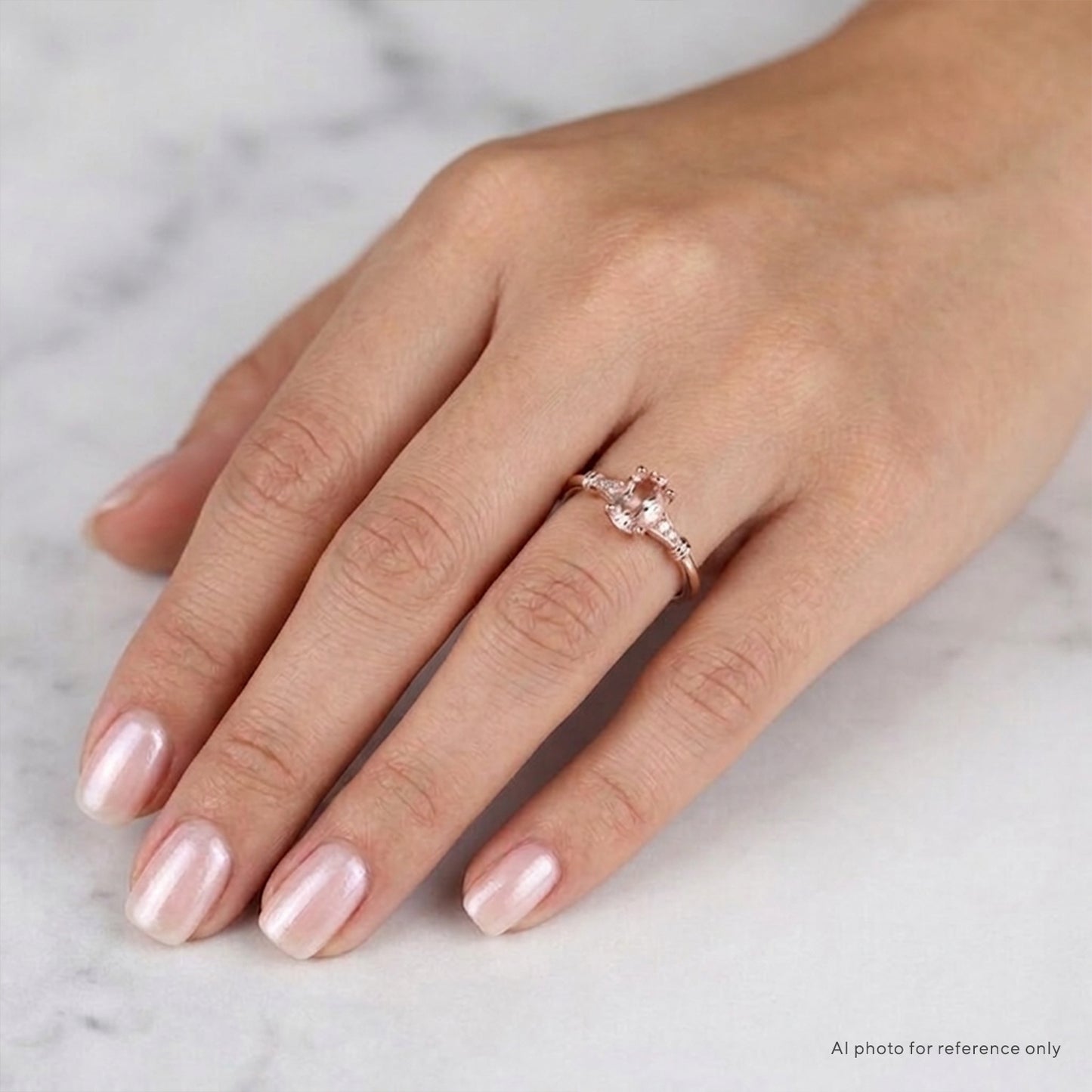 Oval Peach Morganite Promise Ring (Instock)