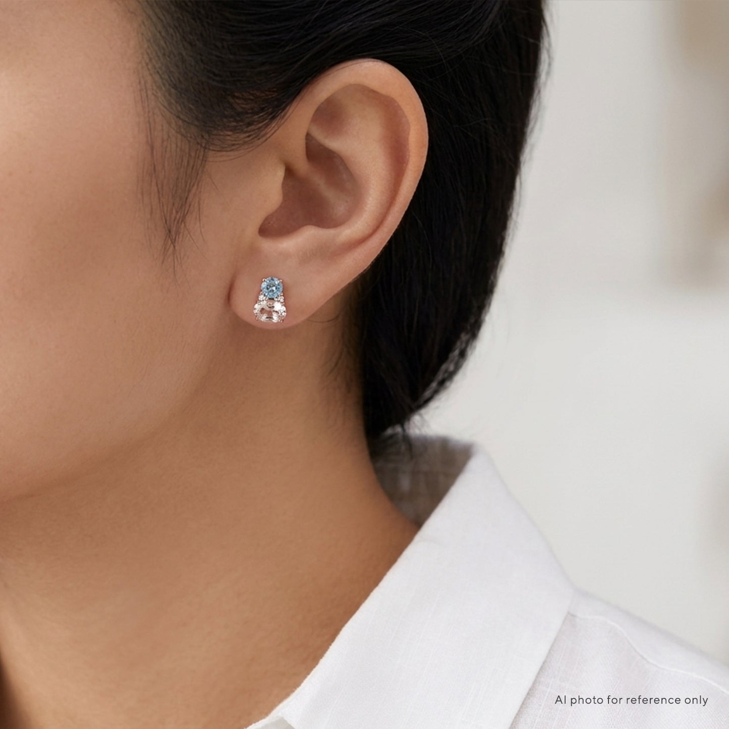 Oval Blue Topaz Morganite Stud Earrings