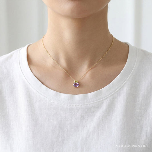 Peridot Amethyst Two Stone Necklace