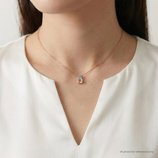 Blue Topaz Peach Morganite Necklace