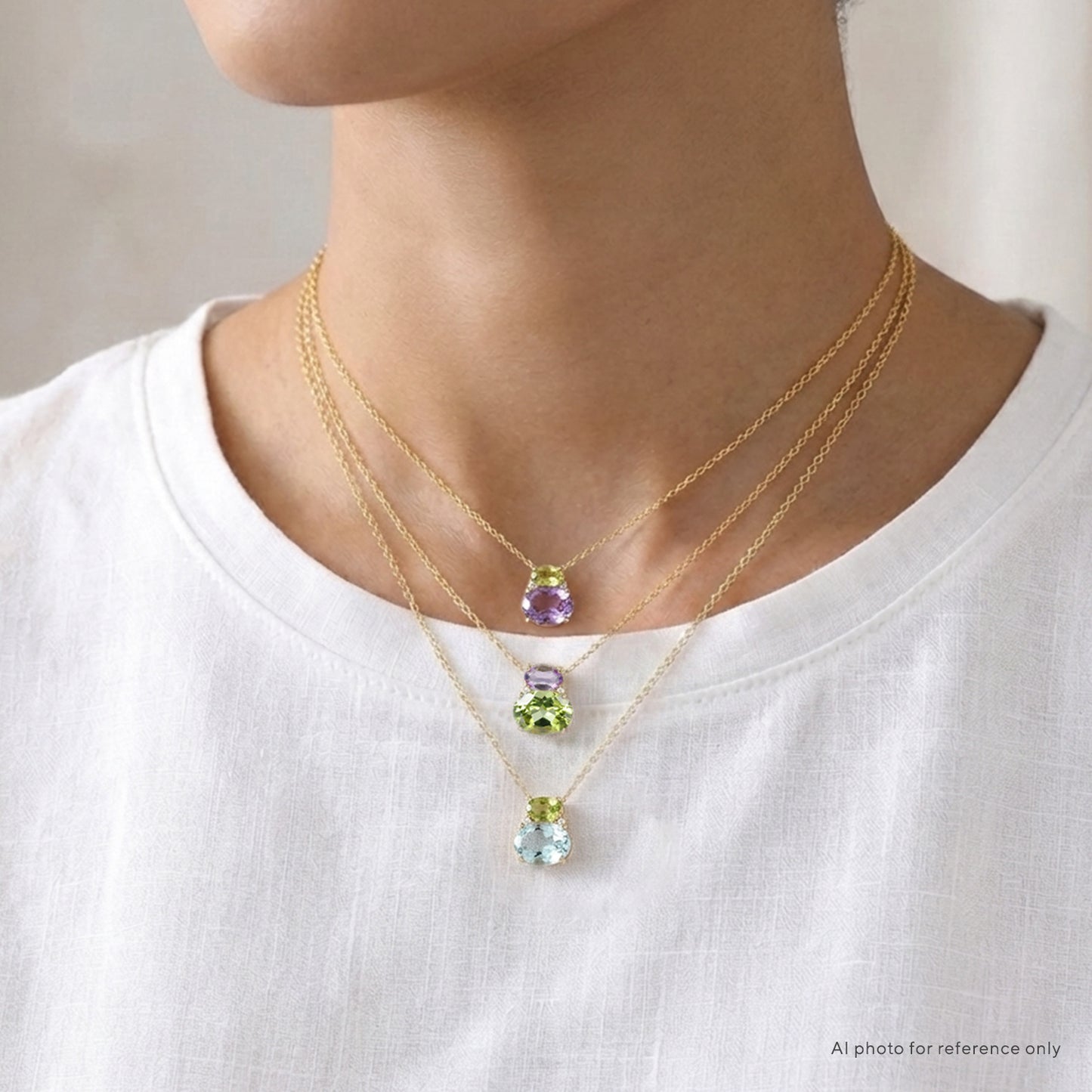 Peridot Amethyst Two Stone Necklace