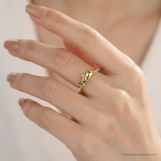 Yellow Gold Hat Rat Cheese Ring