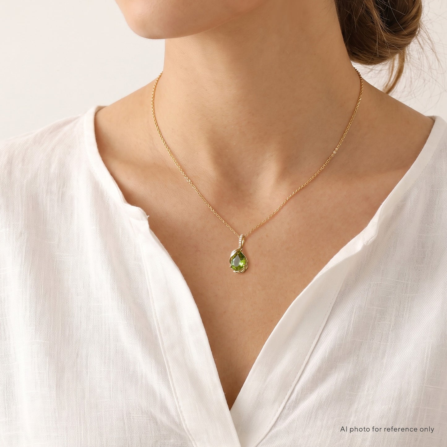 Pear Peridot Drop Necklace