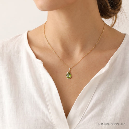 Pear Peridot Drop Necklace