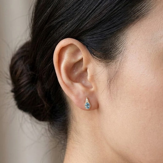 Blue Topaz Stud Earrings