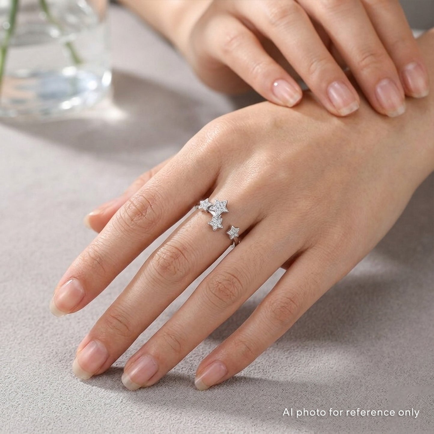 White Gold Star Ring