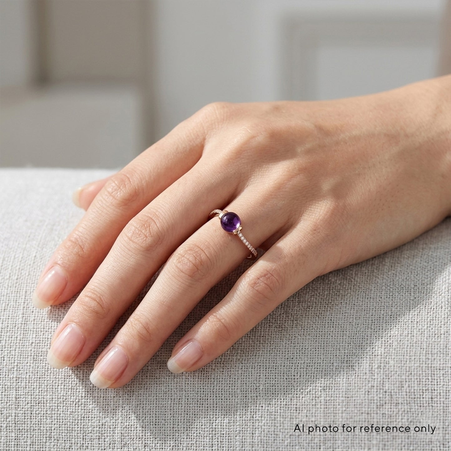 Amethyst Cabochon Diamond Ring