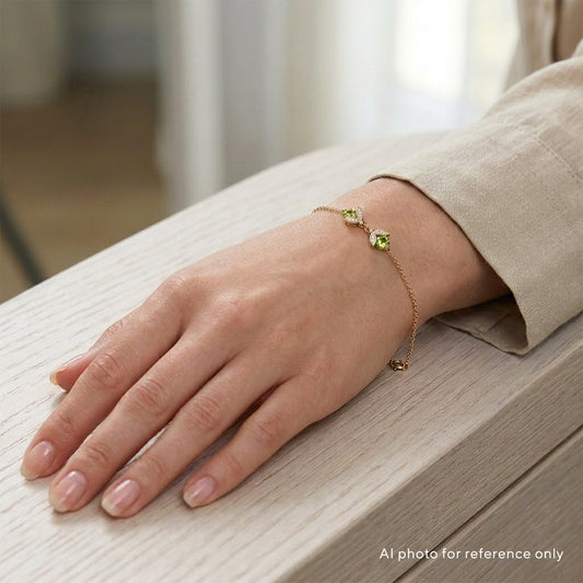 Double Ladybug Peridot Bracelet