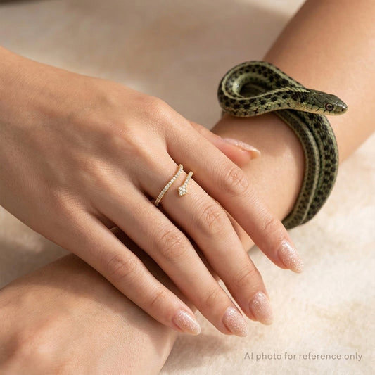 Gold Snake Diamond Open Ring