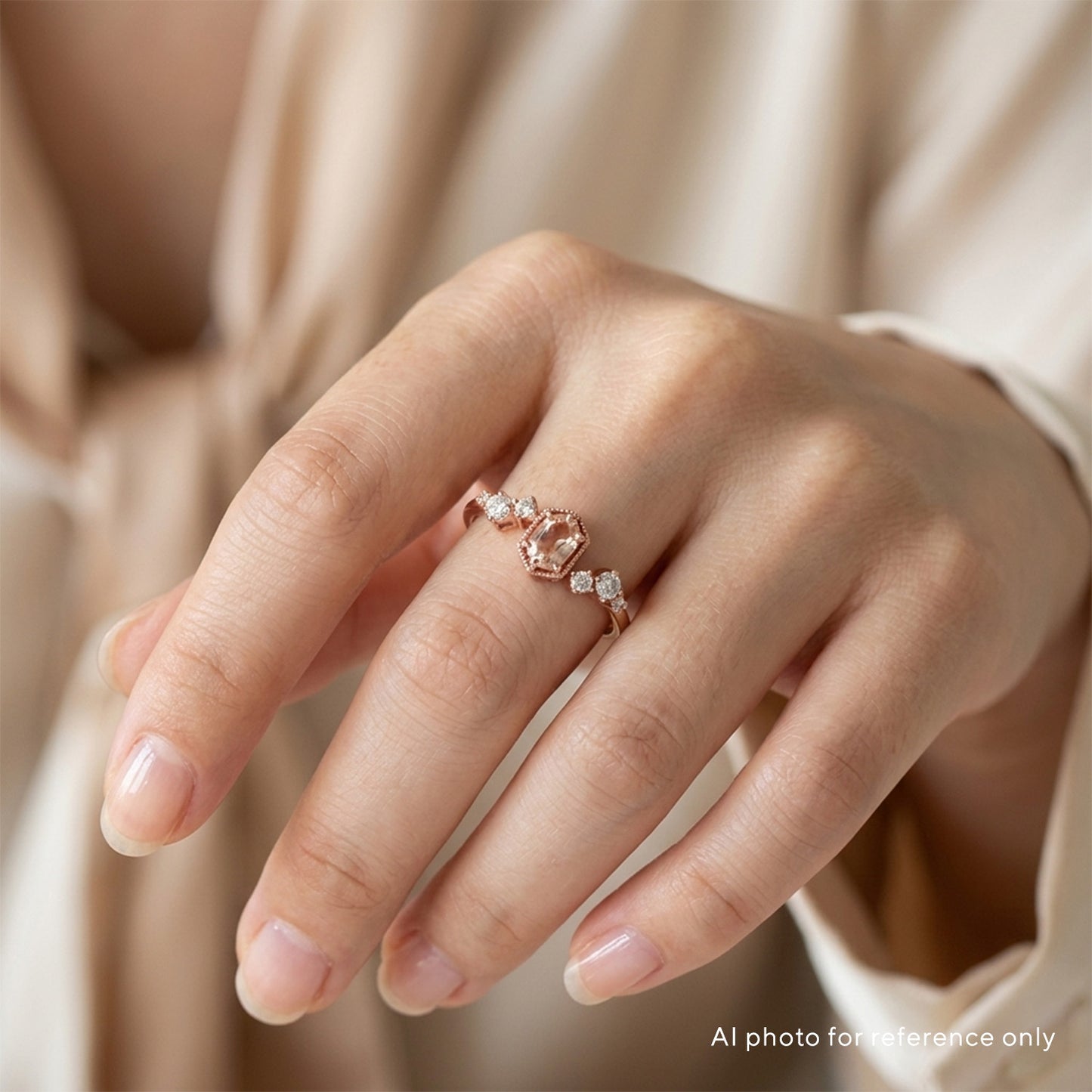 Oval Morganite Milgrain Ring