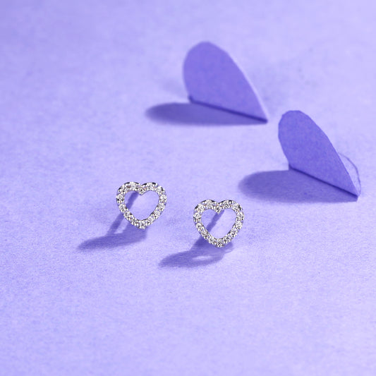 鑽石心形空心耳環 - LaSua Jewelry