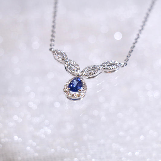 Classic Pear Sapphire Twist Necklace