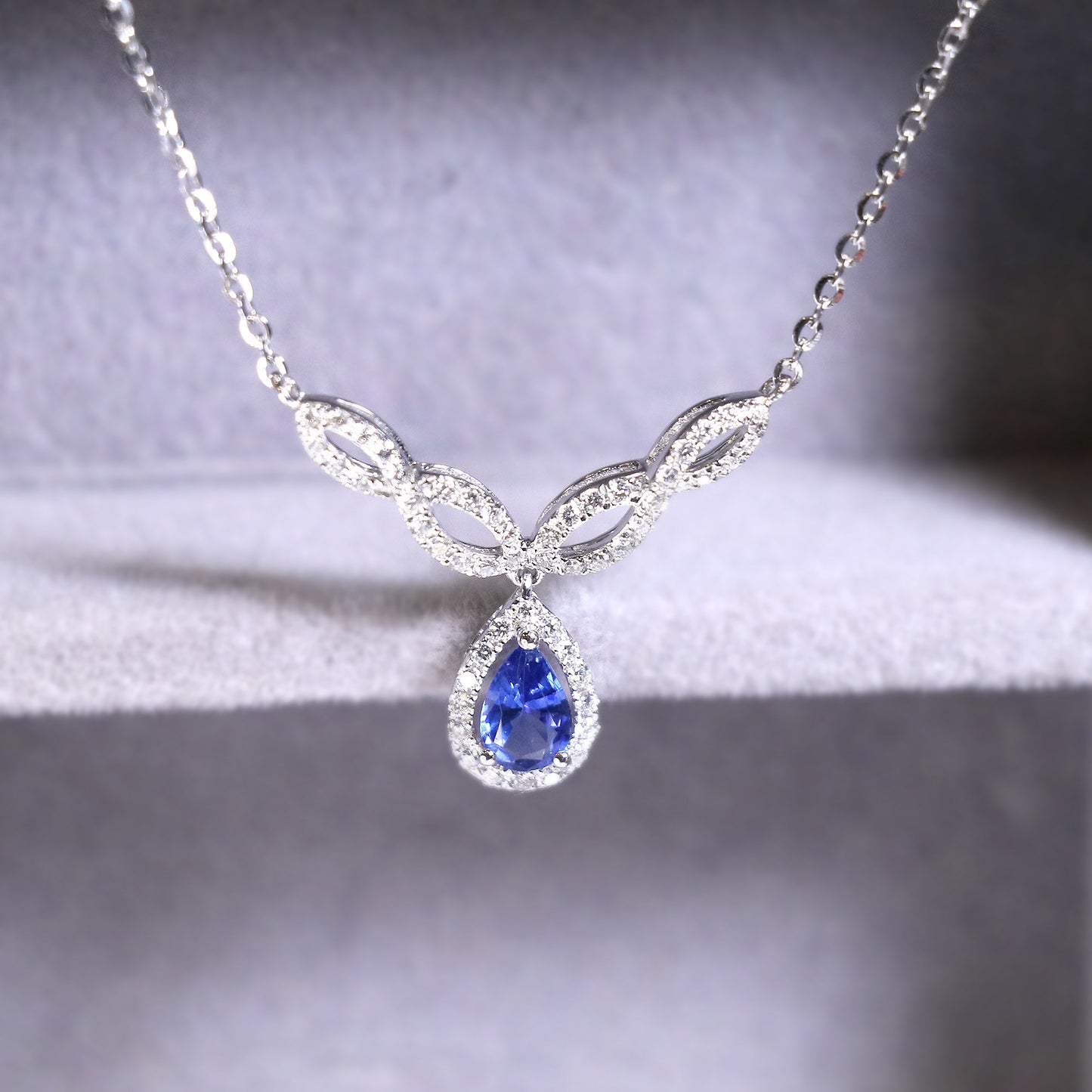 Classic Pear Sapphire Twist Necklace