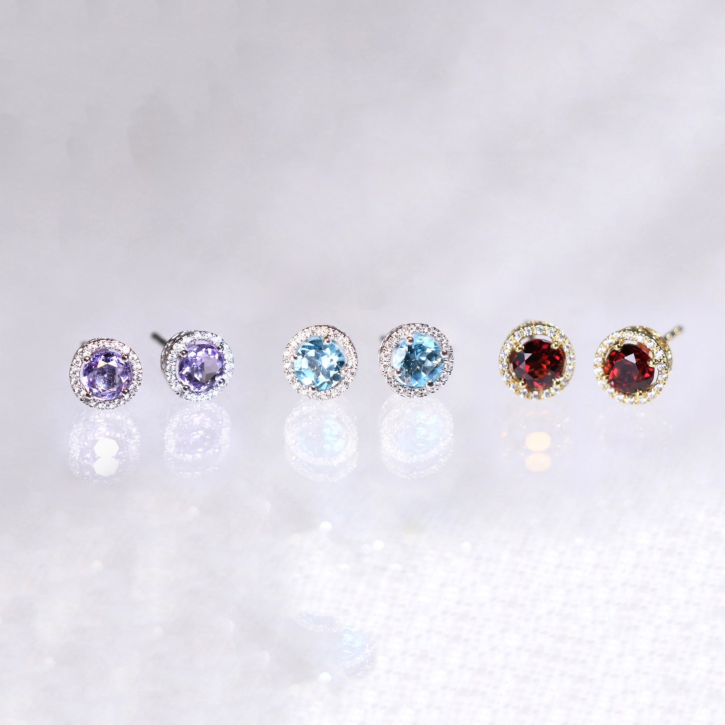 Citrine Halo Diamond Earrings