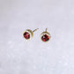 Garnet Halo Diamond Earrings