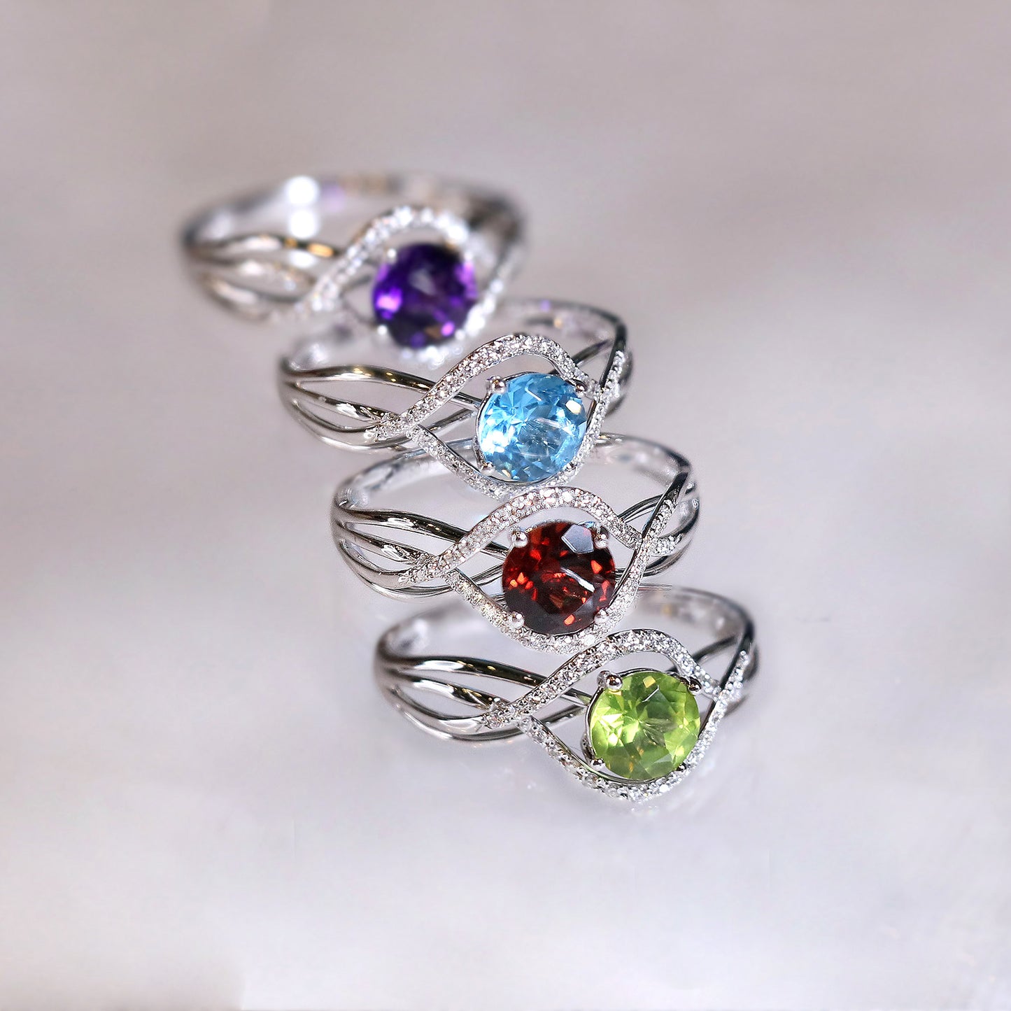 Topaz Halo Diamond Bypass Ring