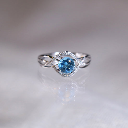 Topaz Halo Diamond Bypass Ring