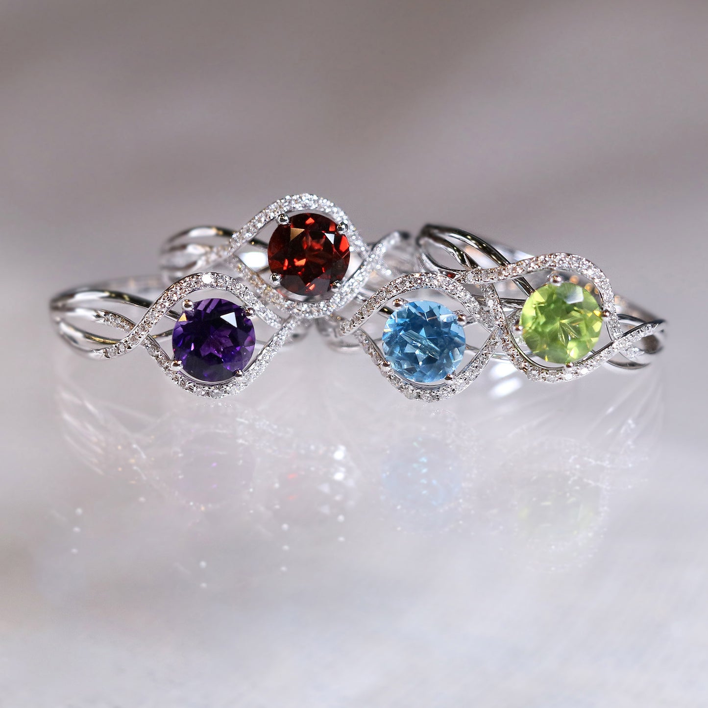 Amethyst Bypass Diamond Ring