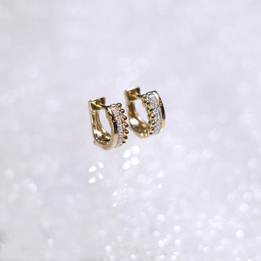Gold Diamond Hoops Earrings
