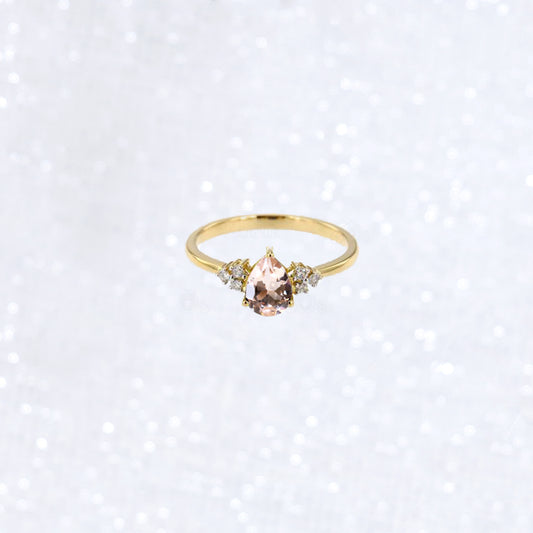 Gold Pear Morganite Stunning Ring