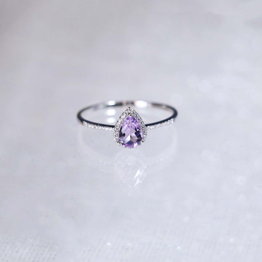Classic Pear Custom Gemstone Promise Ring