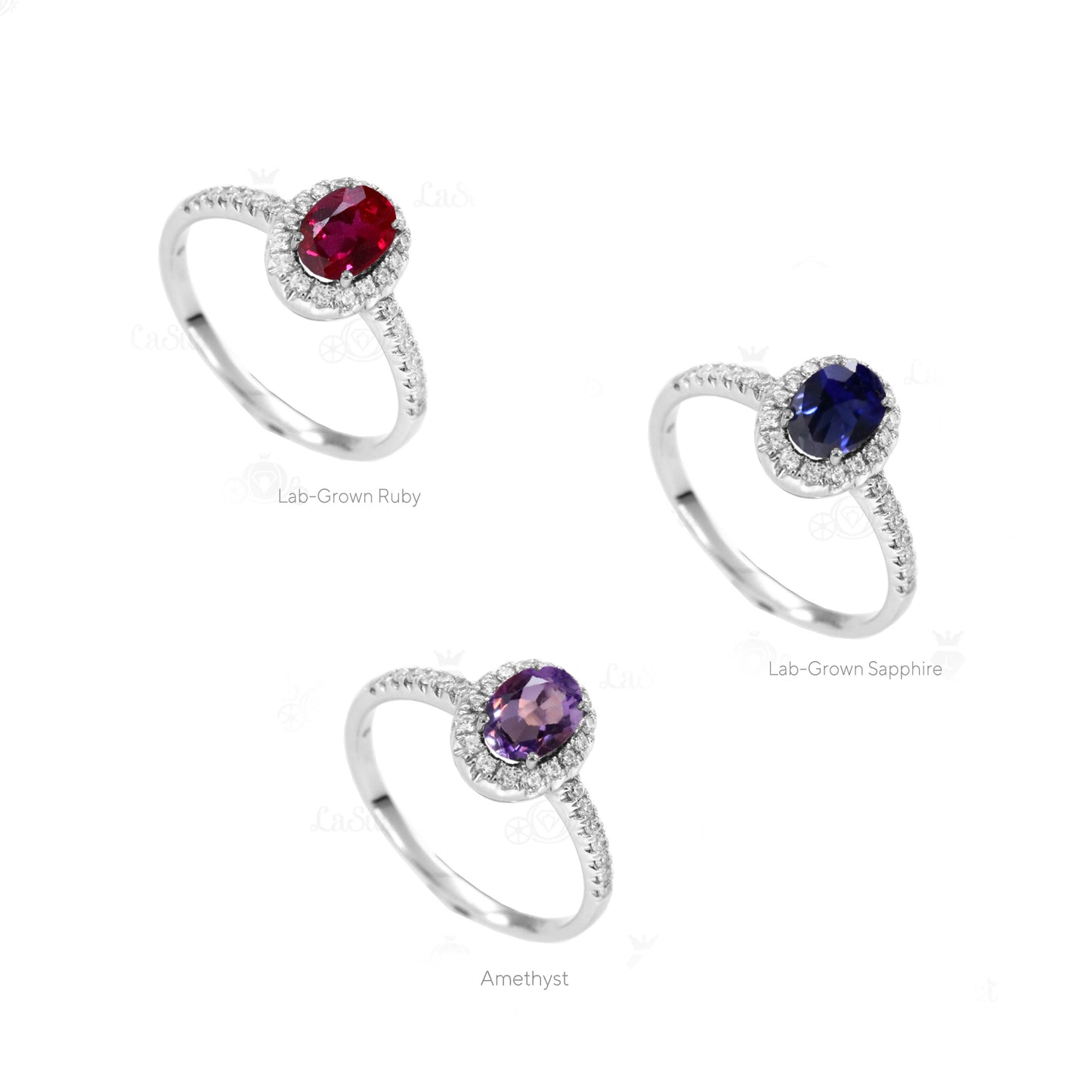 Oval Ruby Halo Diamond Promise Ring