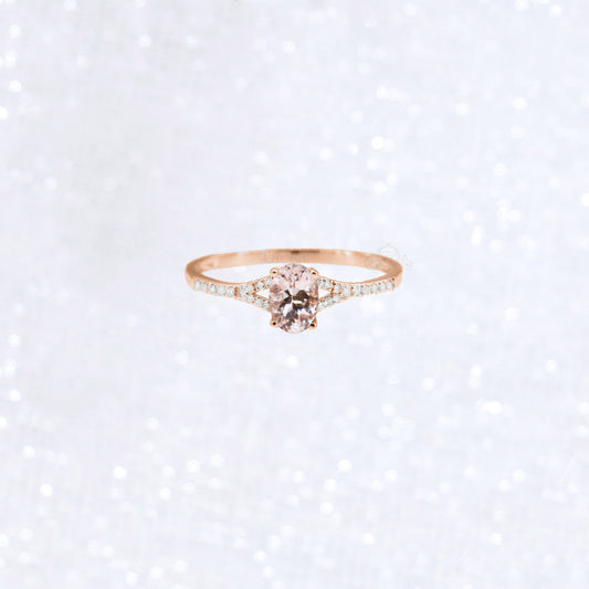 Morganite Diamond Split Ring