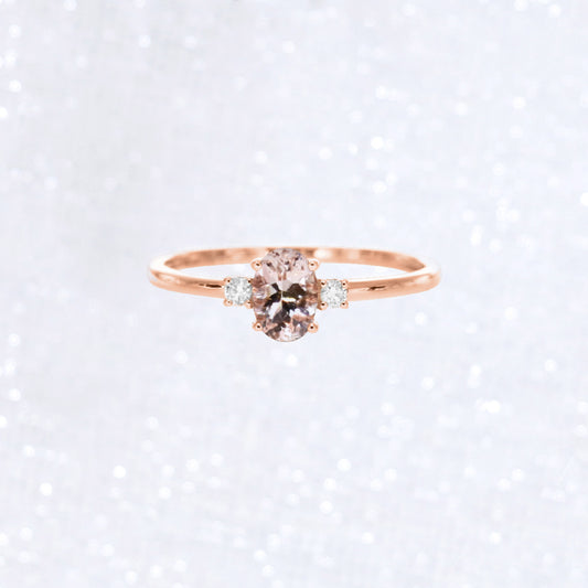 Morganite Diamond Shoulder Engagement Ring