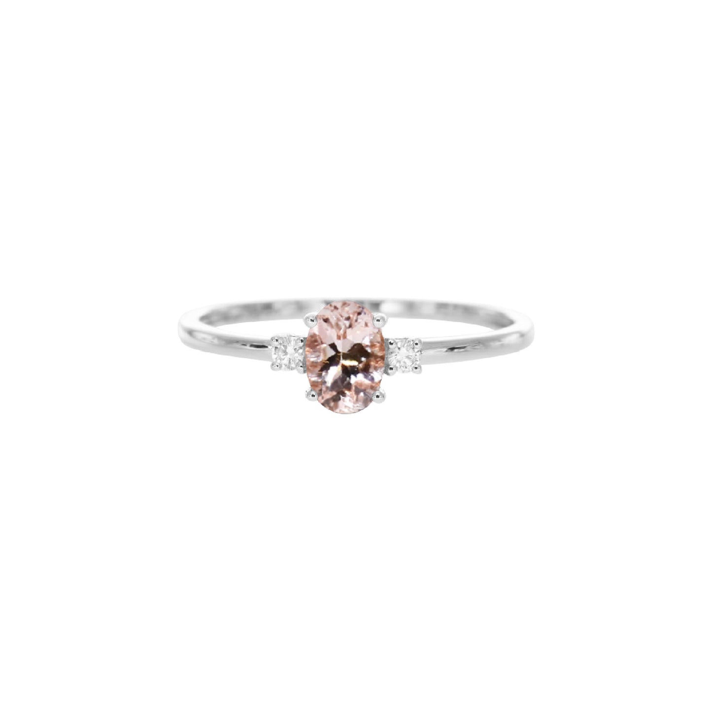 Morganite Diamond Shoulder Engagement Ring