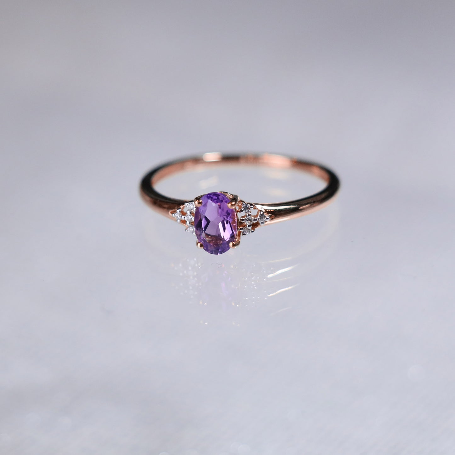 Oval Amethyst Custom Promise Ring
