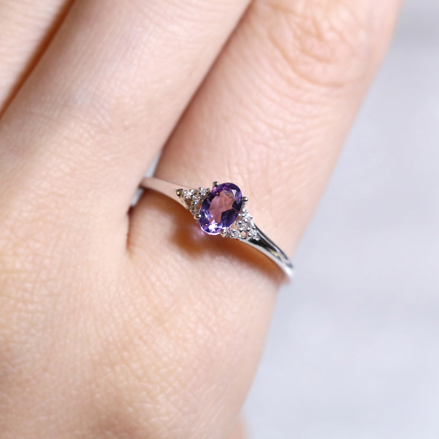 Oval Amethyst Custom Promise Ring