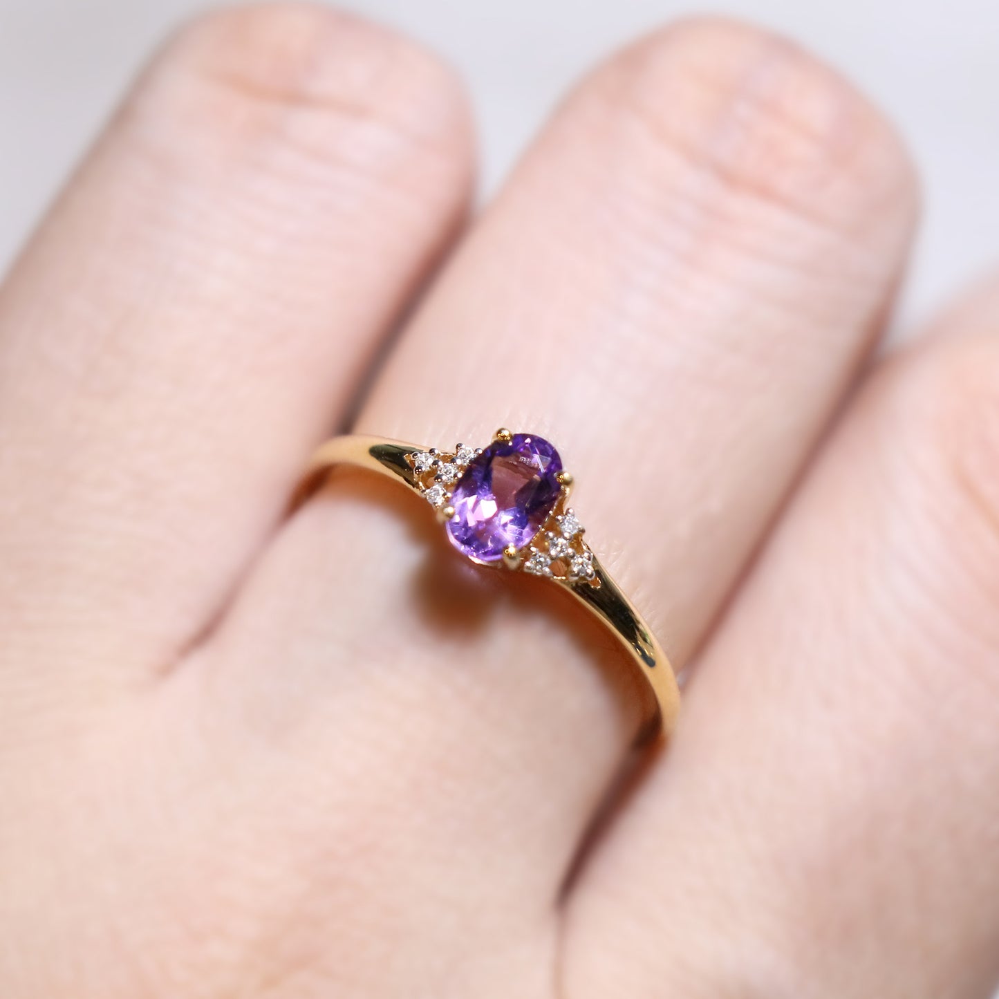 Oval Amethyst Custom Promise Ring
