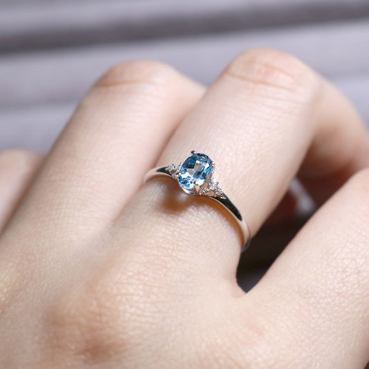 Oval Blue Topaz Custom Promise Ring