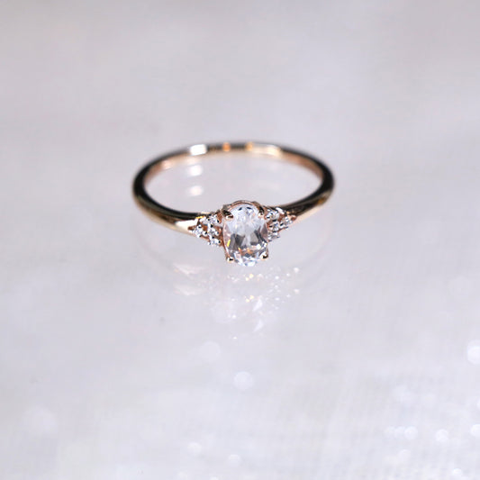 Oval White Topaz Custom Promise Ring