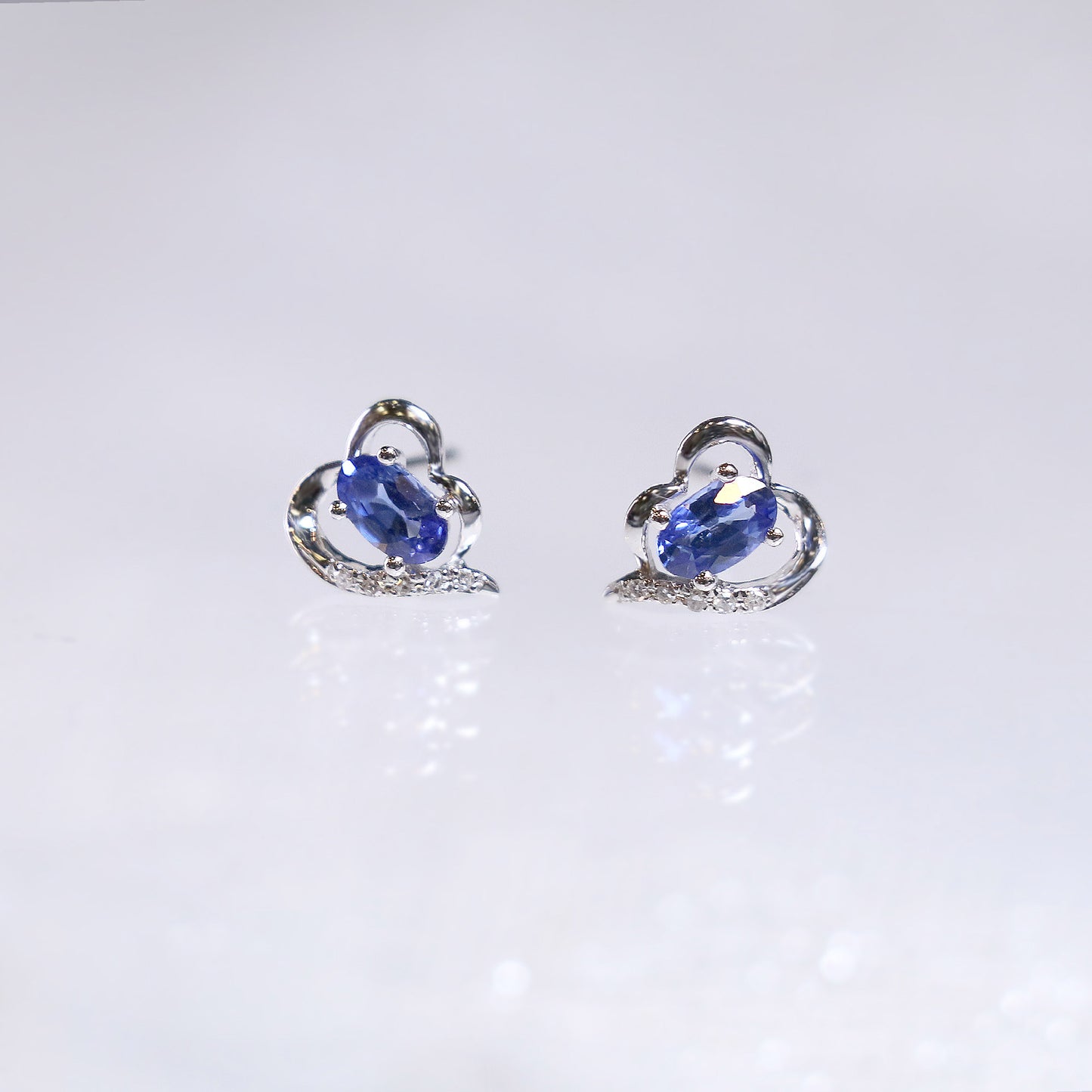 Oval Sapphire Heart Earrings