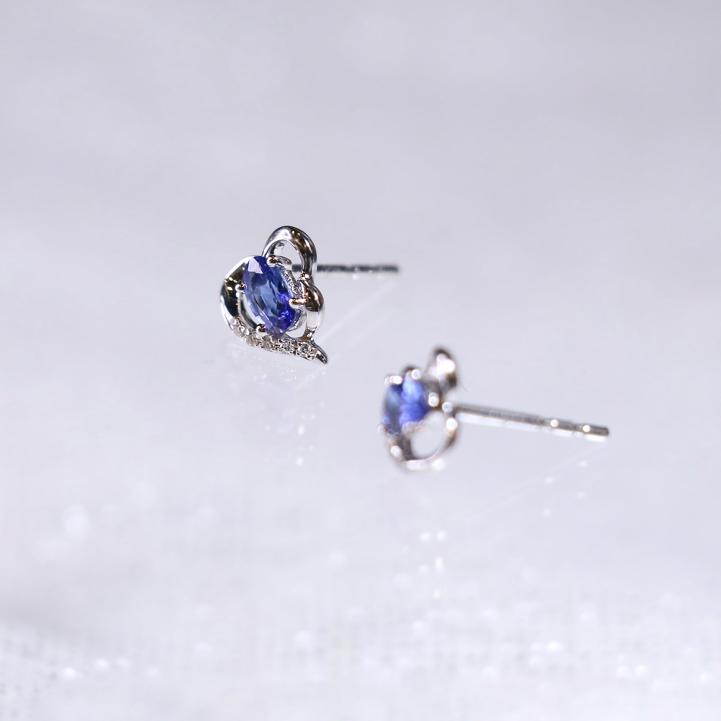 Oval Sapphire Heart Earrings