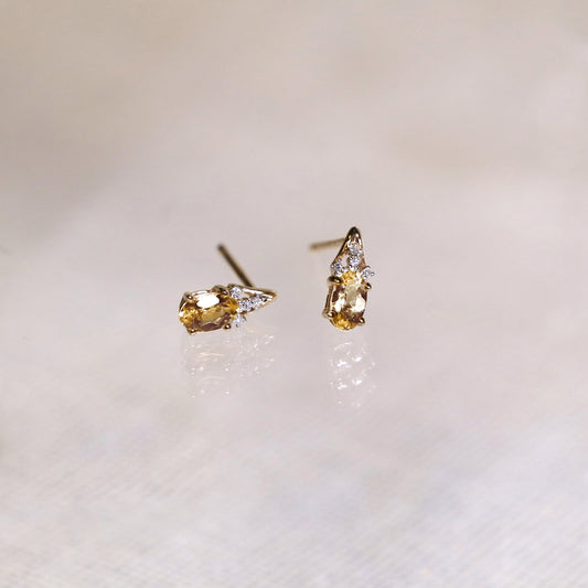 Oval Vintage Citrine Earrings