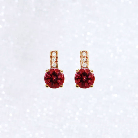 Round Garnet Earrings