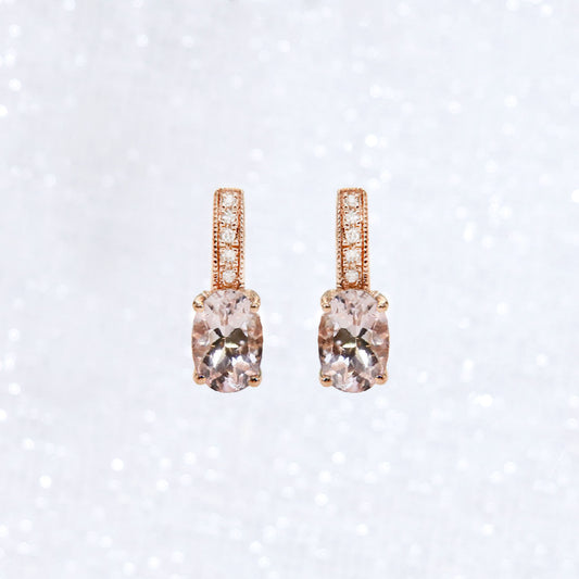 Morganite Diamond Studs Earrings
